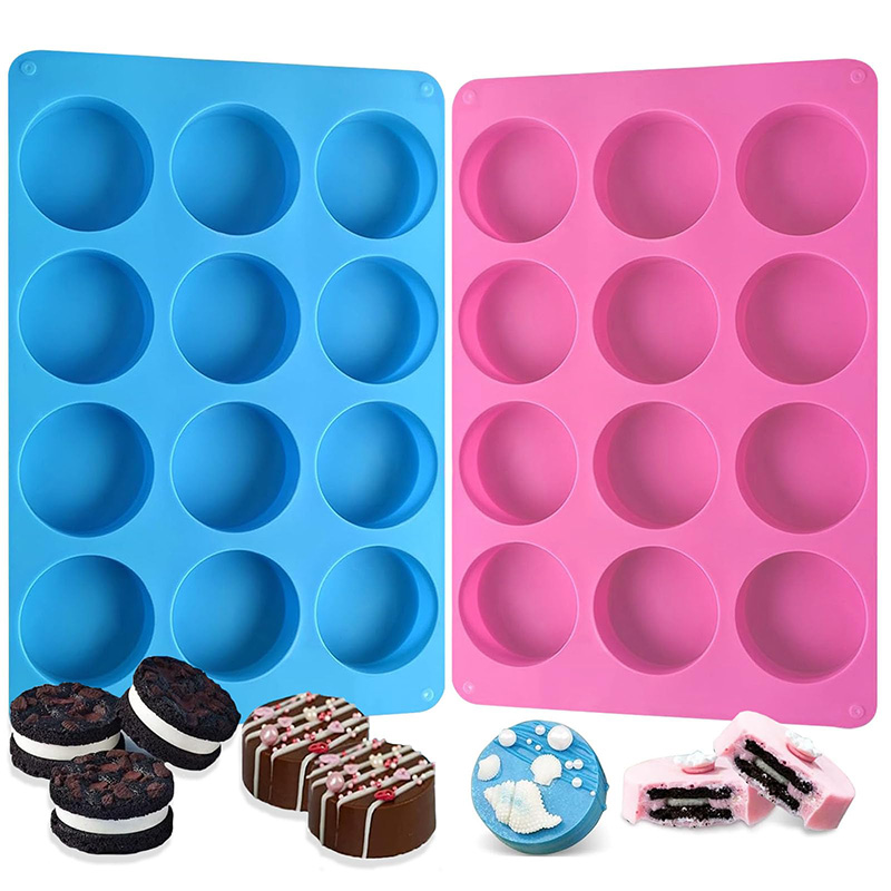 Eco Soap - Round Silicone Molds 12-Cavity Cylinder Chocolate