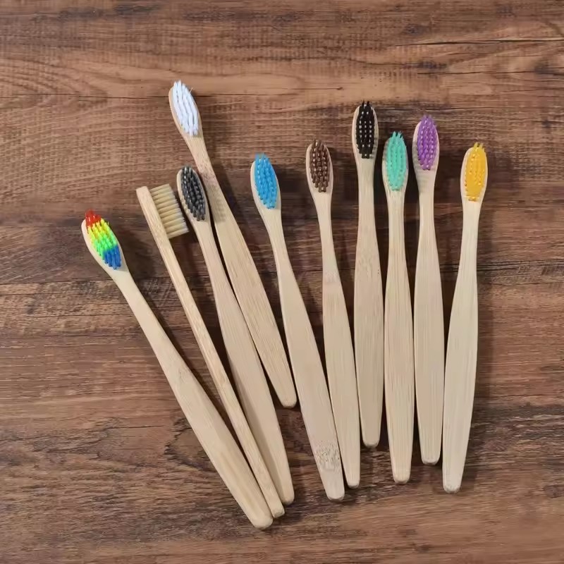 Bamboo Toothbrush - 10Pcs Bamboo Toothbrush Eco Friendly Wooden