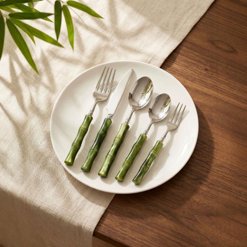 Bamboo Handle Acrylic 304 Stai - огляд і ціна Bamboo Cutlery